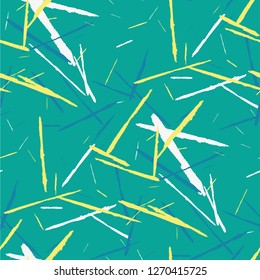 Seamless Grunge Stripes. Abstract Scratched Texture with Dry Brush Strokes. Scribbled Grunge Motif for Chintz, Calico, Swimwear. Trendy Vector Background with Stripes