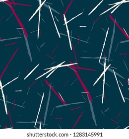 Seamless Grunge Stripes. Abstract Scratched Texture with Brush Strokes. Scribbled Grunge Pattern for Chintz, Wallpaper, Linen. Trendy Vector Background with Stripes