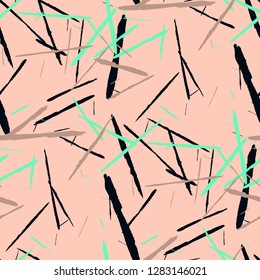 Seamless Grunge Stripes. Abstract Scratched Texture with Brush Strokes. Scribbled Grunge Rapport for Print, Cotton, Curtains. Rustic Vector Background