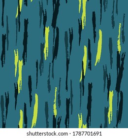 Seamless Grunge Stripes. Abstract Texture with Horizontal, Vertical, Diagonal Brush Strokes. Scribbled Grunge Pattern for Dress, Curtain, Tablecloth. Retro Vector Background