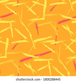 Seamless Grunge Stripes. Abstract Texture with Horizontal, Vertical, Diagonal Dry Brush Strokes Scribbled Grunge Pattern for Chintz, Linen, Paper. Trendy Vector Background with Stripes