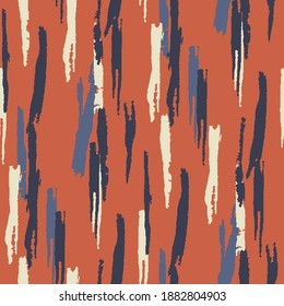 Seamless Grunge Stripes. Abstract Texture with Horizontal Dry Brush Strokes Scribbled Grunge Pattern for Wallpaper, Cotton, Textile. Retro Vector Background with Stripes