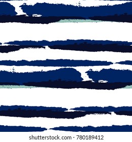 Seamless Grunge Stripes. Abstract Texture with Horizontal Dry Brush Srokes.  Scribbled Grunge Pattern for Textile, Fabric, Wallpaper. Retro Vector Background with Stripes.