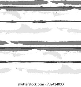 Seamless Grunge Stripes. Abstract Texture with Horizontal Brush Srokes.  Scribbled Grunge Pattern for Swimwear, Fabric, Sportswear. Trendy Vector Background with Stripes.