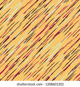 Seamless Grunge Stripes Background. Modern Scribbled Grunge Motif for Chintz, Linen, Wallpaper. Abstract Color Background with Scribbled Stripes. Vector Texture for your Design.