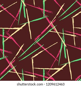 Seamless Grunge Stripes Background. Retro Scribbled Grunge Rapport for Print, Fabric, Cloth. Abstract Color Background with Scribbled Stripes. Vector Texture for your Design.