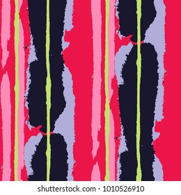 Seamless Grunge Stripes. Painted Lines. Texture with Vertical Dry Brush Strokes. Scribbled Grunge Rapport for Linen, Fabric, Wallpaper. Rustic Vector Background with Stripes