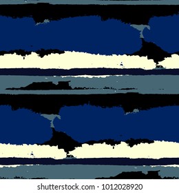 Seamless Grunge Stripes. Painted Lines. Texture with Horizontal Dry Brush Strokes. Scribbled Grunge Rapport for Linen, Fabric, Wallpaper. Rustic Vector Background with Stripes