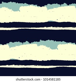Seamless Grunge Stripes. Painted Lines. Texture with Horizontal Brush Strokes. Scribbled Grunge Pattern for Cloth, Fabric, Textile. Retro Vector Background with Stripes