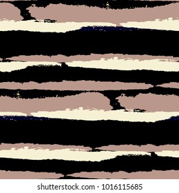 Seamless Grunge Stripes. Painted Lines. Texture with Horizontal Dry Brush Strokes. Scribbled Grunge Rapport for Sportswear, Paper, Cloth. Retro Vector Background