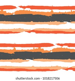 Seamless Grunge Stripes. Painted Lines. Texture with Horizontal Brush Strokes. Scribbled Grunge Motif for Linen, Fabric, Wallpaper. Trendy Vector Background with Stripes