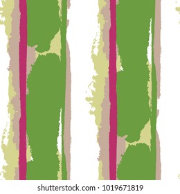 Seamless Grunge Stripes. Painted Lines. Texture with Vertical Dry Brush Strokes. Scribbled Grunge Rapport for Cloth, Swimwear, Textile. Rustic Vector Background with Stripes