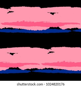 Seamless Grunge Stripes. Painted Lines. Texture with Horizontal Dry Brush Strokes. Scribbled Grunge Rapport for Sportswear, Fabric, Cloth. Retro Vector Background with Stripes