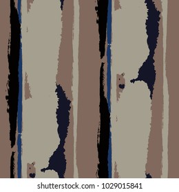 Seamless Grunge Stripes. Painted Lines. Texture with Vertical Dry Brush Strokes. Scribbled Grunge Motif for Linen, Fabric, Textile. Retro Vector Background with Stripes
