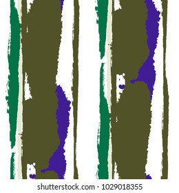 Seamless Grunge Stripes. Painted Lines. Texture with Vertical Dry Brush Strokes. Scribbled Grunge Motif for Linen, Fabric, Textile. Retro Vector Background with Stripes