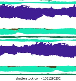 Seamless Grunge Stripes. Painted Lines. Texture with Horizontal Dry Brush Strokes. Scribbled Grunge Pattern for Sportswear, Fabric, Cloth. Trendy Vector Background