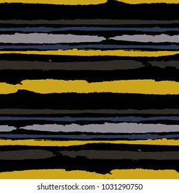 Seamless Grunge Stripes. Painted Lines. Texture with Horizontal Brush Strokes. Scribbled Grunge Pattern for Linen, Fabric, Wallpaper. Retro Vector Background