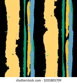 Seamless Grunge Stripes. Painted Lines. Texture with Vertical Brush Strokes. Scribbled Grunge Motif for Sportswear, Fabric, Cloth. Trendy Vector Background