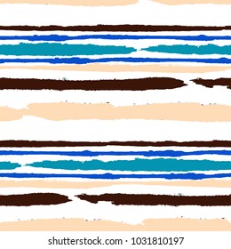 Seamless Grunge Stripes. Painted Lines. Texture with Horizontal Dry Brush Strokes. Scribbled Grunge Rapport for Sportswear, Paper, Cloth. Retro Vector Background