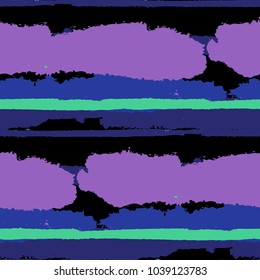 Seamless Grunge Stripes. Painted Lines. Texture with Horizontal Brush Strokes. Scribbled Grunge Rapport for Cloth, Swimwear, Textile. Rustic Vector Background with Stripes
