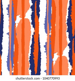 Seamless Grunge Stripes. Painted Lines. Texture with Vertical Brush Strokes. Scribbled Grunge Pattern for Cloth, Fabric, Textile. Trendy Vector Background