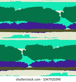 Seamless Grunge Stripes. Painted Lines. Texture with Horizontal Brush Strokes. Scribbled Grunge Rapport for Linen, Fabric, Textile. Rustic Vector Background