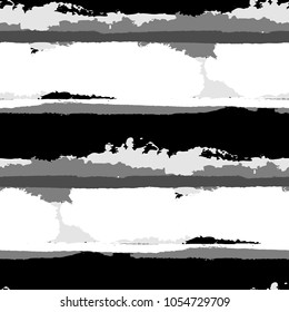 Seamless Grunge Stripes. Painted Lines. Texture with Horizontal Dry Brush Strokes. Scribbled Grunge Pattern for Linen, Fabric, Textile. Trendy Vector Background