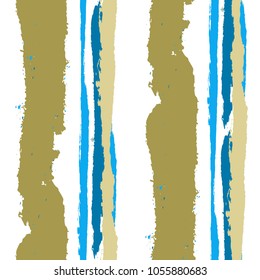 Seamless Grunge Stripes. Painted Lines. Texture with Vertical Dry Brush Strokes. Scribbled Grunge Rapport for Linen, Fabric, Textile. Retro Vector Background with Stripes