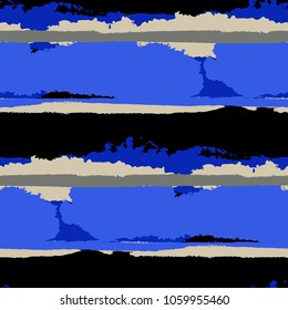 Seamless Grunge Stripes. Painted Lines. Texture with Horizontal Dry Brush Strokes. Scribbled Grunge Rapport for Cloth, Swimwear, Textile. Trendy Vector Background