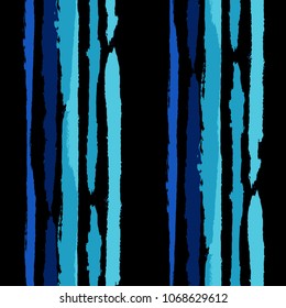 Seamless Grunge Stripes. Painted Lines. Texture with Vertical Brush Strokes. Scribbled Grunge Motif for Sportswear, Fabric, Cloth. Trendy Vector Background with Stripes