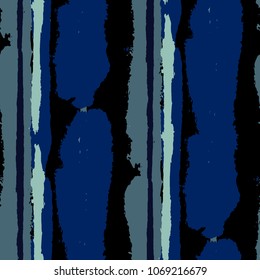 Seamless Grunge Stripes. Painted Lines. Texture with Vertical Dry Brush Strokes. Scribbled Grunge Motif for Linen, Fabric, Wallpaper. Retro Vector Background with Stripes