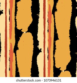 Seamless Grunge Stripes. Painted Lines. Texture with Vertical Dry Brush Strokes. Scribbled Grunge Motif for Sportswear, Fabric, Wallpaper. Trendy Vector Background with Stripes
