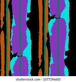 Seamless Grunge Stripes. Painted Lines. Texture with Vertical Dry Brush Strokes. Scribbled Grunge Motif for Sportswear, Fabric, Wallpaper. Rustic Vector Background