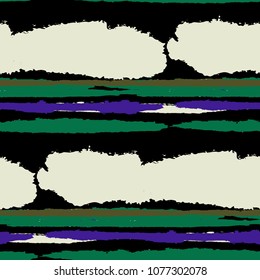 Seamless Grunge Stripes. Painted Lines. Texture with Horizontal Brush Strokes. Scribbled Grunge Rapport for Sportswear, Paper, Cloth. Trendy Vector Background with Stripes