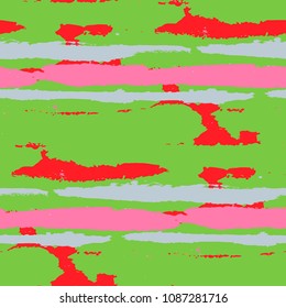 Seamless Grunge Stripes. Painted Lines. Texture with Horizontal Brush Strokes. Scribbled Grunge Rapport for Cloth, Fabric, Textile. Trendy Vector Background with Stripes