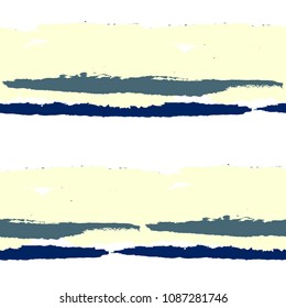 Seamless Grunge Stripes. Painted Lines. Texture with Horizontal Brush Strokes. Scribbled Grunge Pattern for Sportswear, Fabric, Cloth. Rustic Vector Background with Stripes