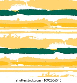 Seamless Grunge Stripes. Painted Lines. Texture with Horizontal Brush Strokes. Scribbled Grunge Motif for Sportswear, Paper, Cloth. Trendy Vector Background with Stripes