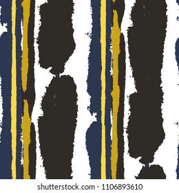 Seamless Grunge Stripes. Painted Lines. Texture with Vertical Dry Brush Strokes. Scribbled Grunge Pattern for Sportswear, Fabric, Wallpaper. Trendy Vector Background with Stripes