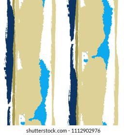 Seamless Grunge Stripes. Painted Lines. Texture with Vertical Brush Strokes. Scribbled Grunge Motif for Cloth, Fabric, Textile. Rustic Vector Background