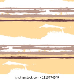 Seamless Grunge Stripes. Painted Lines. Texture with Horizontal Brush Strokes. Scribbled Grunge Motif for Sportswear, Paper, Cloth. Retro Vector Background with Stripes