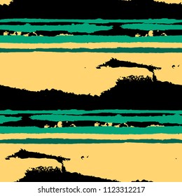 Seamless Grunge Stripes. Painted Lines. Texture with Horizontal Brush Strokes. Scribbled Grunge Motif for Sportswear, Fabric, Wallpaper. Trendy Vector Background with Stripes