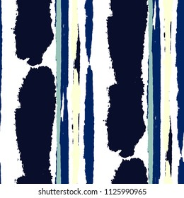 Seamless Grunge Stripes. Painted Lines. Texture with Vertical Dry Brush Strokes. Scribbled Grunge Motif for Sportswear, Fabric, Cloth. Rustic Vector Background