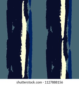 Seamless Grunge Stripes. Painted Lines. Texture with Vertical Dry Brush Strokes. Scribbled Grunge Rapport for Linen, Fabric, Textile. Retro Vector Background with Stripes