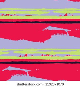 Seamless Grunge Stripes. Painted Lines. Texture with Horizontal Dry Brush Strokes. Scribbled Grunge Rapport for Cloth, Swimwear, Textile. Trendy Vector Background with Stripes