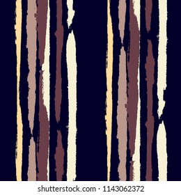 Seamless Grunge Stripes. Painted Lines. Texture with Vertical Brush Strokes. Scribbled Grunge Motif for Linen, Fabric, Wallpaper. Retro Vector Background with Stripes