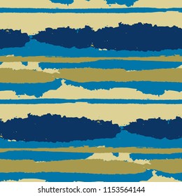 Seamless Grunge Stripes. Painted Lines. Texture with Horizontal Brush Strokes. Scribbled Grunge Rapport for Linen, Fabric, Textile. Rustic Vector Background