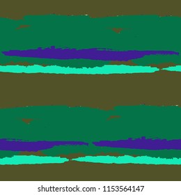 Seamless Grunge Stripes. Painted Lines. Texture with Horizontal Brush Strokes. Scribbled Grunge Pattern for Linen, Fabric, Textile. Retro Vector Background