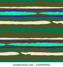 Seamless Grunge Stripes. Painted Lines. Texture with Horizontal Dry Brush Strokes. Scribbled Grunge Rapport for Sportswear, Fabric, Cloth. Trendy Vector Background with Stripes