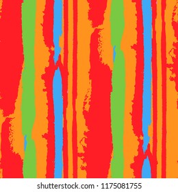 Seamless Grunge Stripes. Painted Lines. Texture with Vertical Dry Brush Strokes. Scribbled Grunge Pattern for Cloth, Fabric, Textile. Trendy Vector Background with Stripes