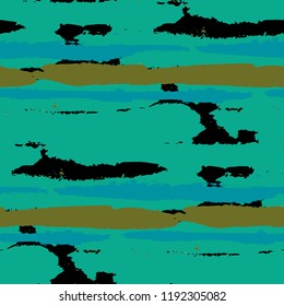 Seamless Grunge Stripes. Painted Lines. Texture with Horizontal Brush Strokes. Scribbled Grunge Rapport for Linen, Fabric, Textile. Rustic Vector Background with Stripes